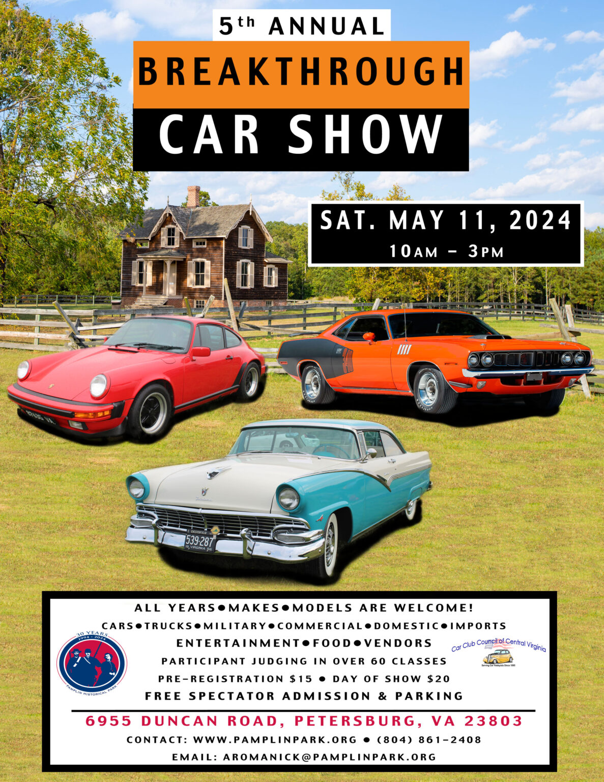 5th Annual Breakthrough Car Show Pamplin Historical Park